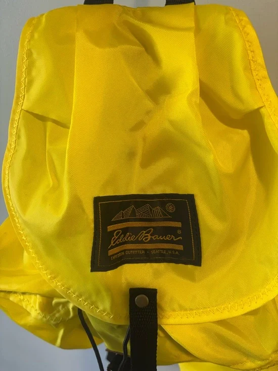 Eddie Bauer Yellow Nylon Daypack Backpack Lightweight Adjustable Straps Hiking - Picture 10 of 11